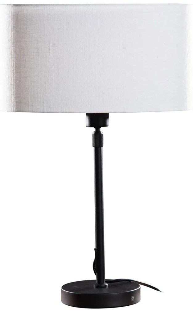 Tafellamp zwart met ovale linnen kap wit 35cm - Parte Modern E27 rond Binnenverlichting Lamp