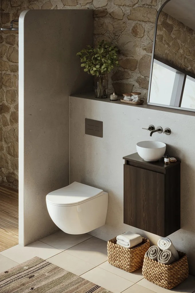 Fontana Bano toiletmeubel kasteel bruin 40x22cm met glans witte waskom