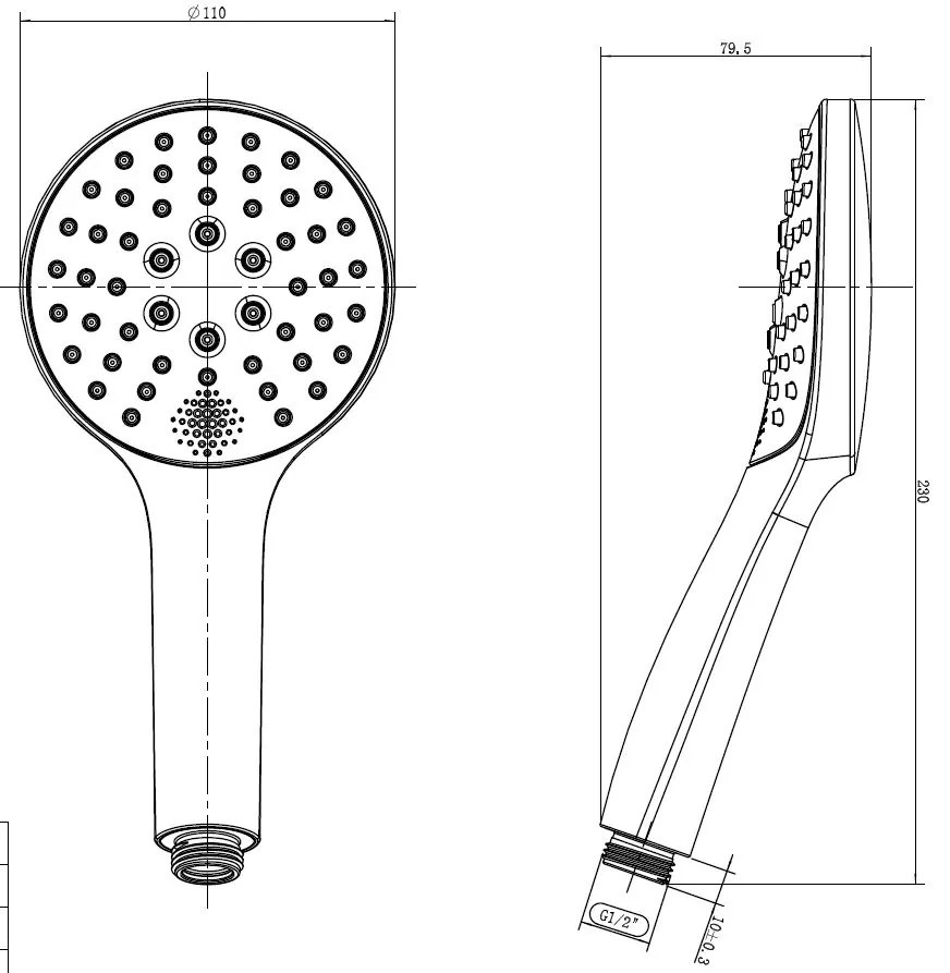 Mueller handdouche ABS 3-standen chroom