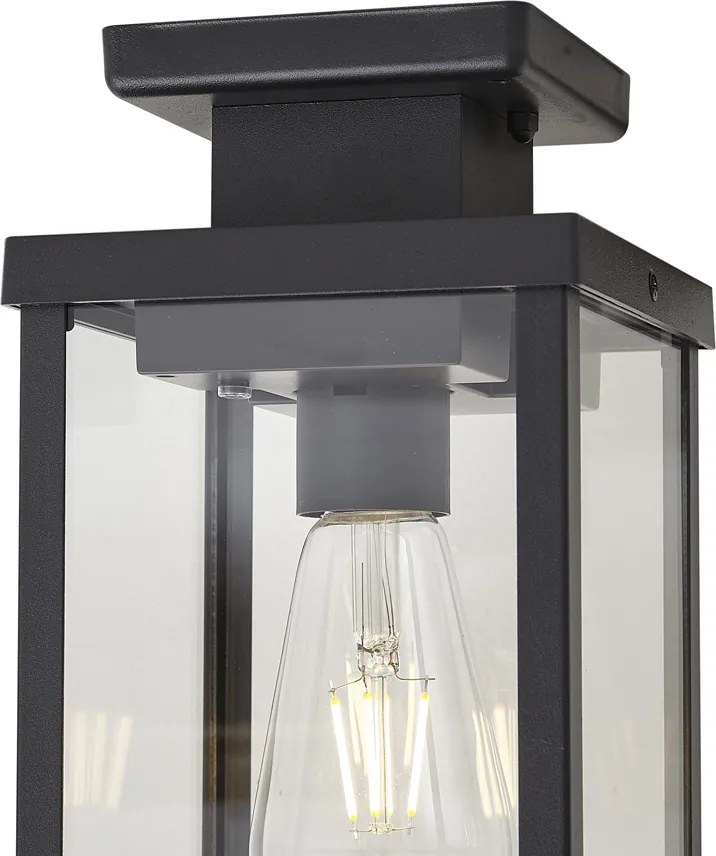 Moderne buiten plafondlamp zwart met bewegings- en schemersensor IP44 - Rotterdam