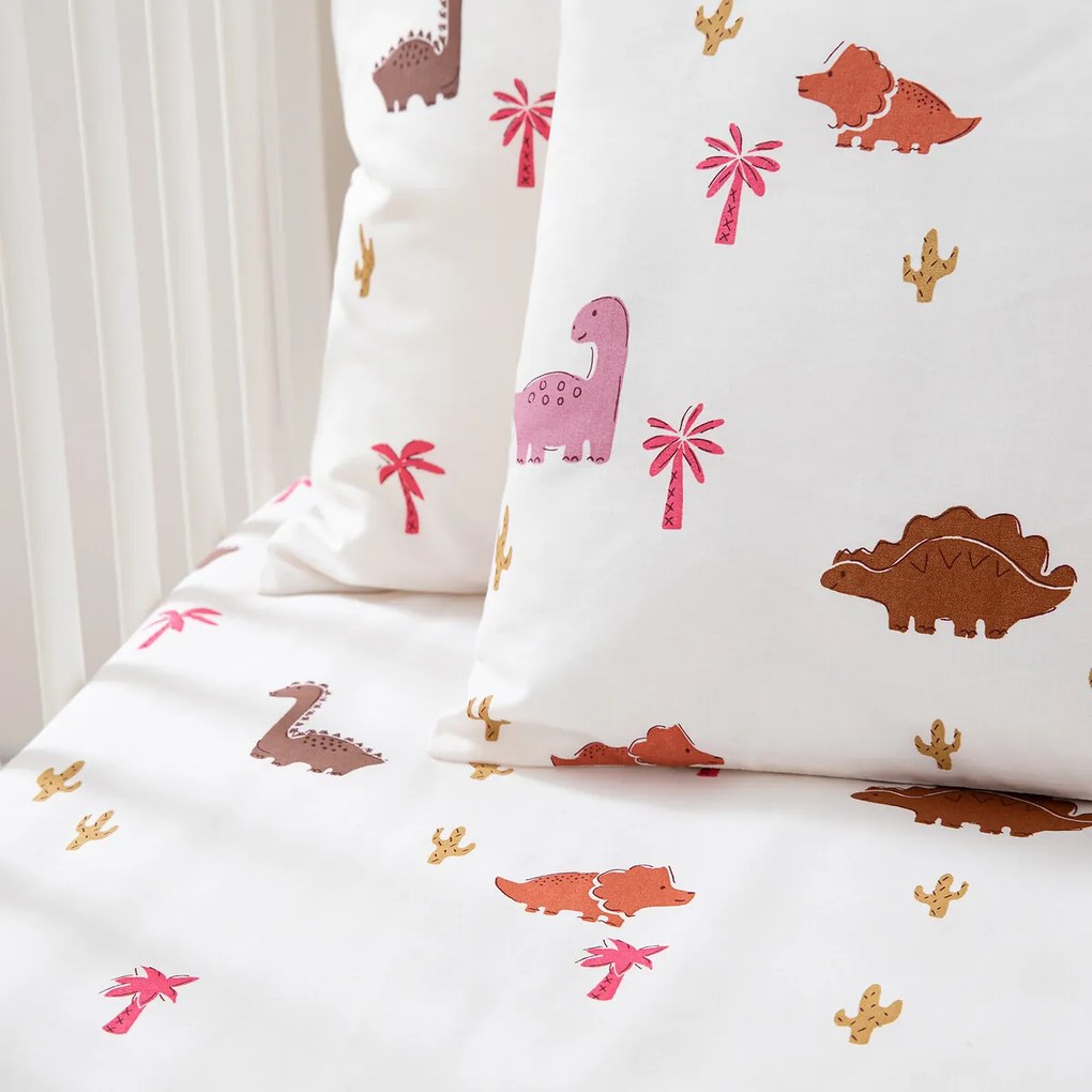 Kussensloop voor baby, in katoen, Dino Pop rose