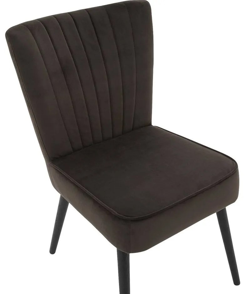 Goossens Eetkamerstoel Rob bruin velvet stof leuning, urban industrieel