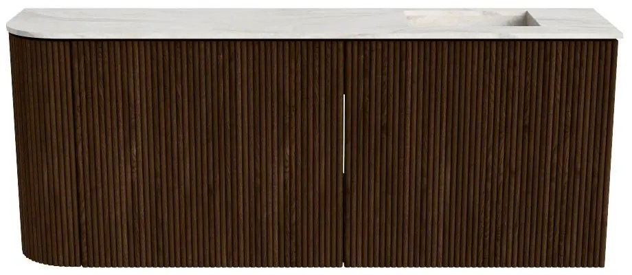 Mondiaz Joya DLux 100cm toiletmeubel ronding links walnut met wastafel faye rechts zonder kraangat ostra
