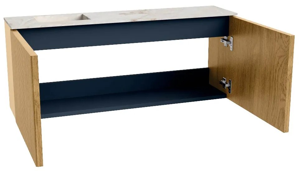 Mondiaz Joya DLux 100cm toiletmeubel oak met wastafel faye links zonder kraangat frappe