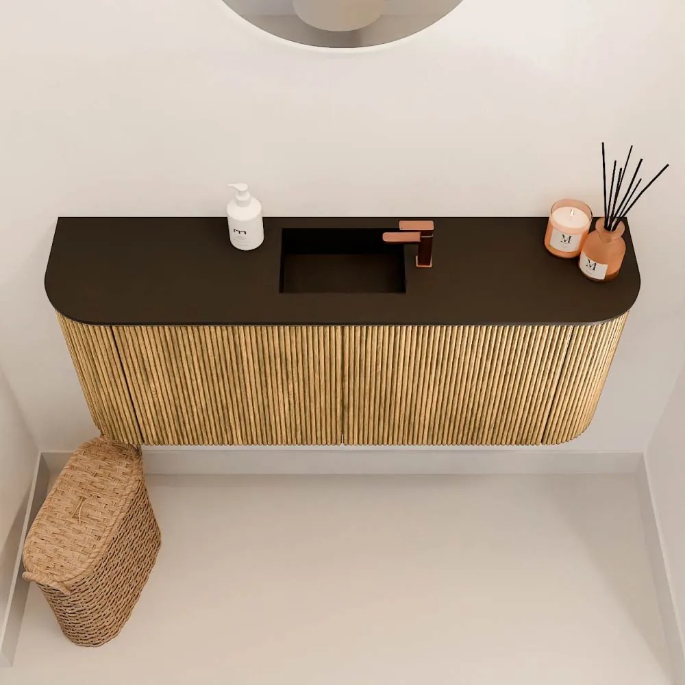 Mondiaz Joya 105cm toiletmeubel ronding links/rechts oak met wastafel faye midden 1 kraangat urban