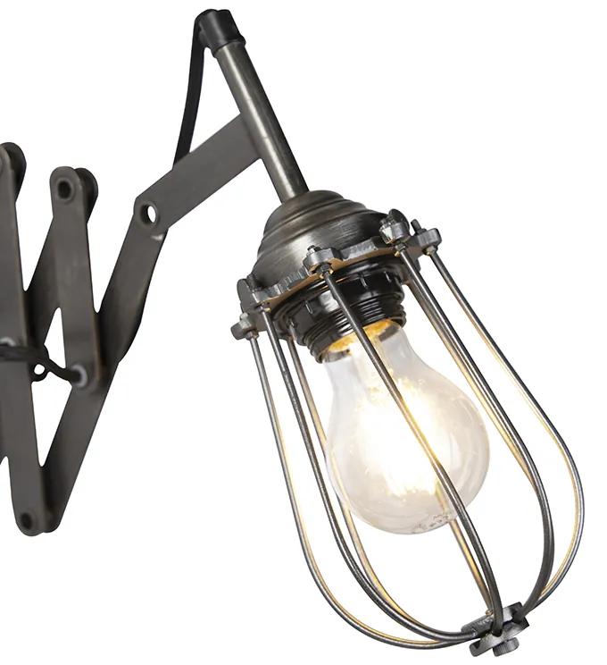 Industriële wandlamp zwart verstelbaar - Scissors Cage Industriele / Industrie / Industrial, Landelijk / Rustiek E27 Binnenverlichting Lamp
