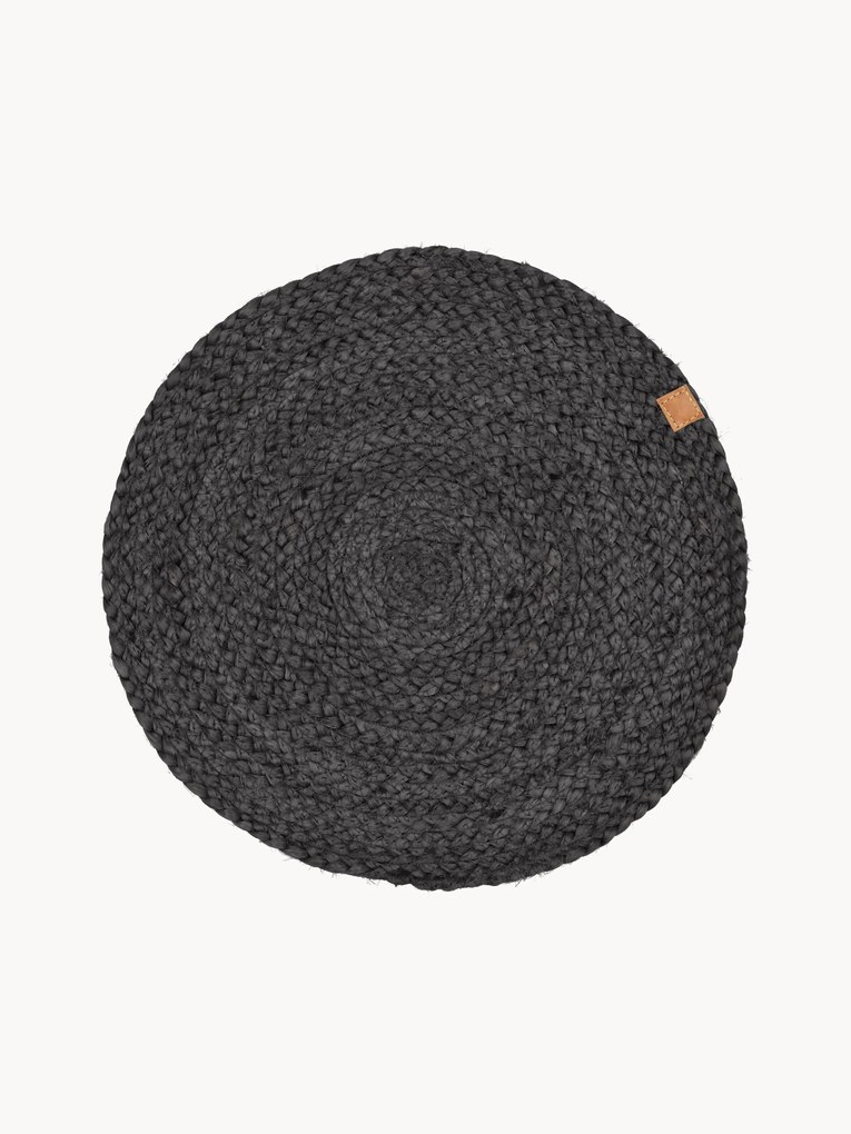 Ronde placemats Ash van jute, 4 stuks