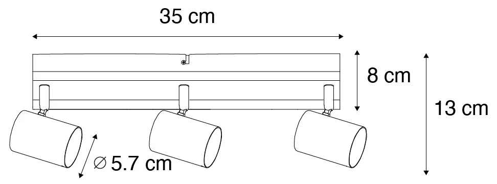 Smart plafondSpot / Opbouwspot / Plafondspot zwart met hout 3-lichts draai- en kantelbaar incl. Wifi GU10 50mm - Jeana Modern, Industriele / Industrie / Industrial GU10 Binnenverlichting Lamp