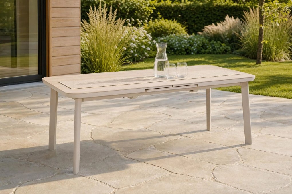 Tuintafel rechthoekig 220/280x100 cm Zand/Beige Primo uitschuifbare