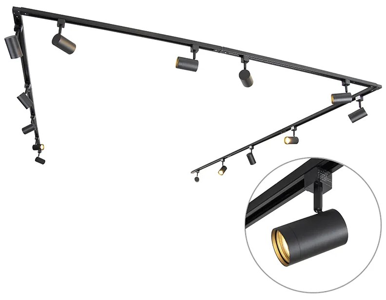 Modern railsysteem met 14 Spot / Opbouwspot / Plafondspots zwart 1-fase - Iconic Jeana Modern GU10 Binnenverlichting Lamp