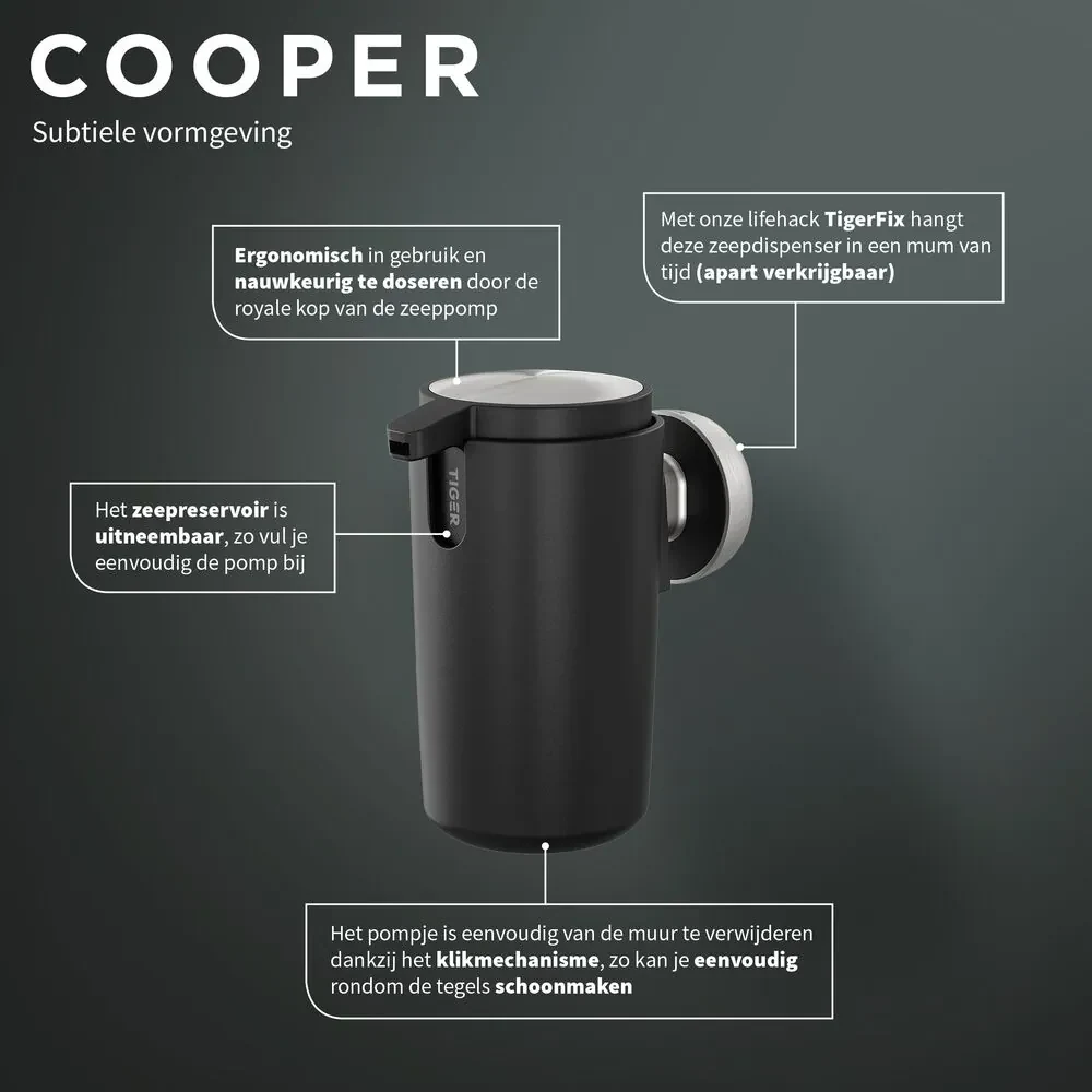 Tiger Cooper zeepdispenser 175ml zwart