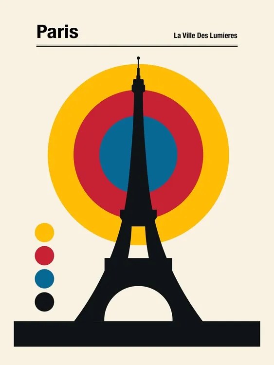 Ilustratie Paris Eiffel Tower Retro travel Print, Retrodrome
