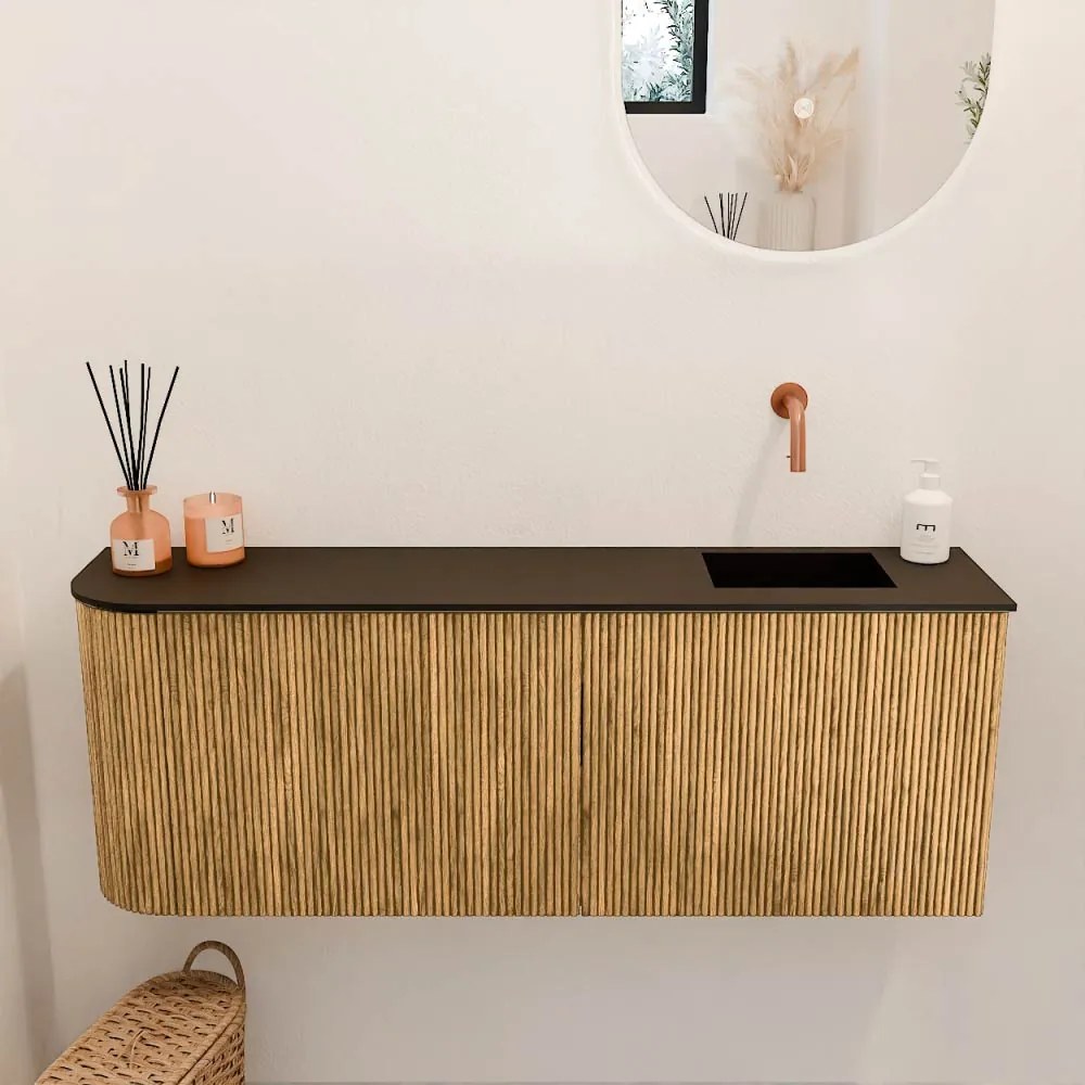 Mondiaz Joya 110cm toiletmeubel ronding links oak met wastafel faye rechts zonder kraangat urban