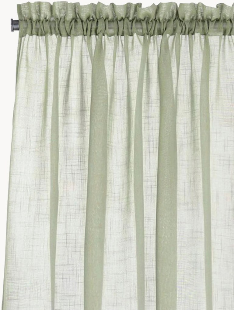 Transparante gordijnen met linnenlook en tunnelzoom Lara, 2-delig, B 134 cm