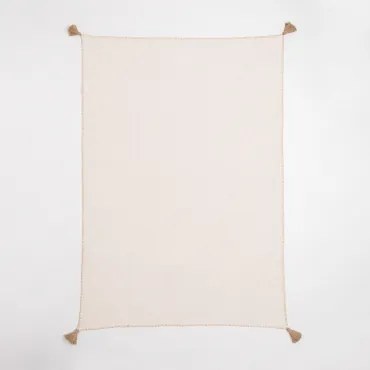 Geruite Deken Van Paraiba-katoen Gardenia Wit - Beige – Linnen - Sklum