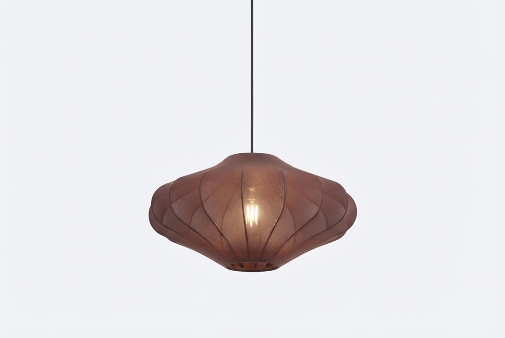 Japandi Hanglamp Bruin Met Stoffen Kap - Plu Taupe
