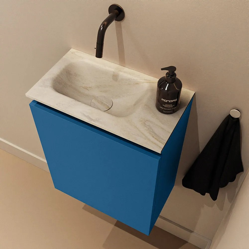 Mondiaz Ture DLux toiletmeubel 40cm jeans met wastafel ostra links zonder kraangat