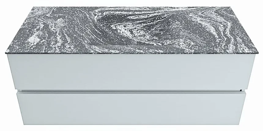 Mondiaz Vica DLux badmeubel 120cm clay 2 lades met wastafel lava midden 1 kraangat