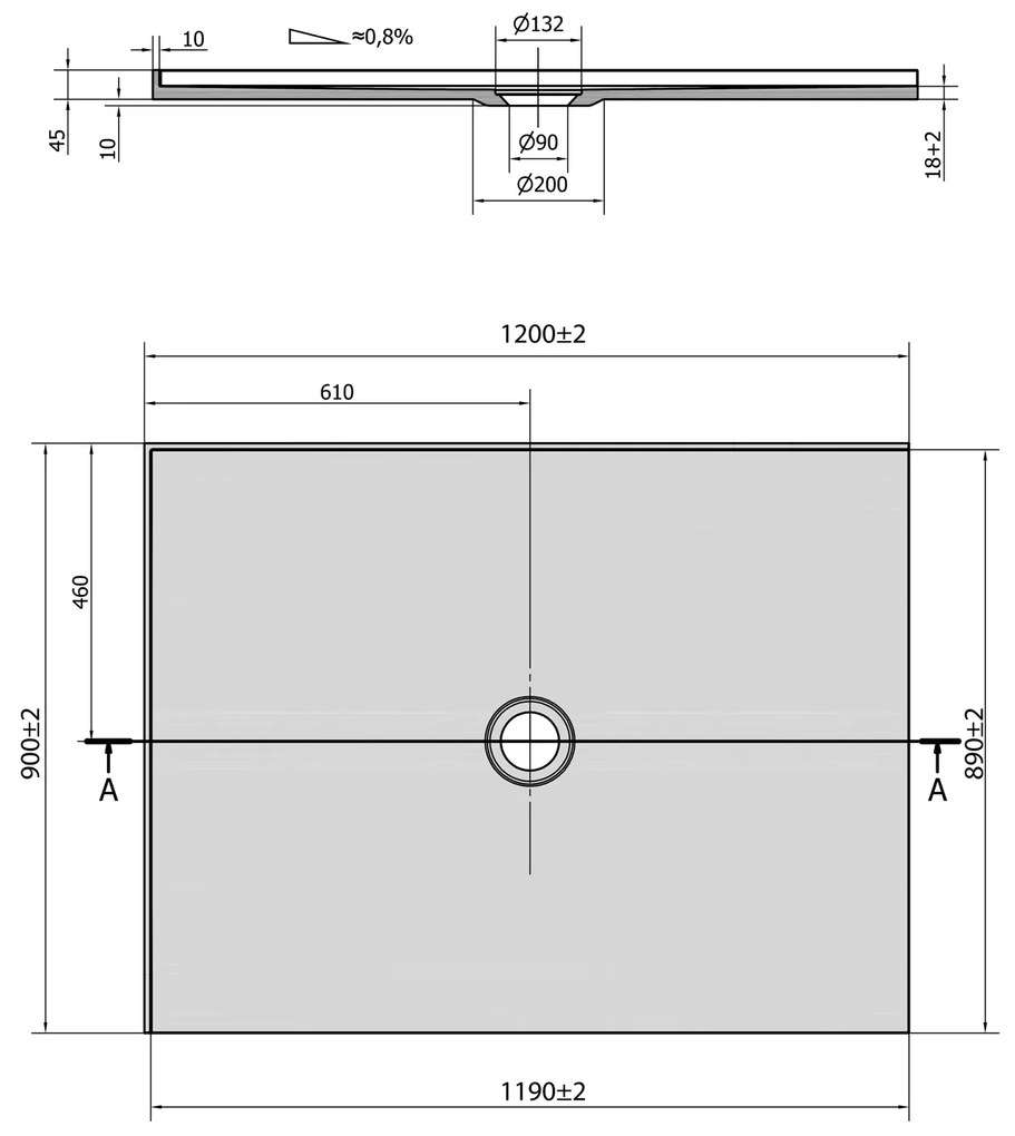 Polysan Mirai rechthoekige douchebak 2 randen links 120x90cm wit