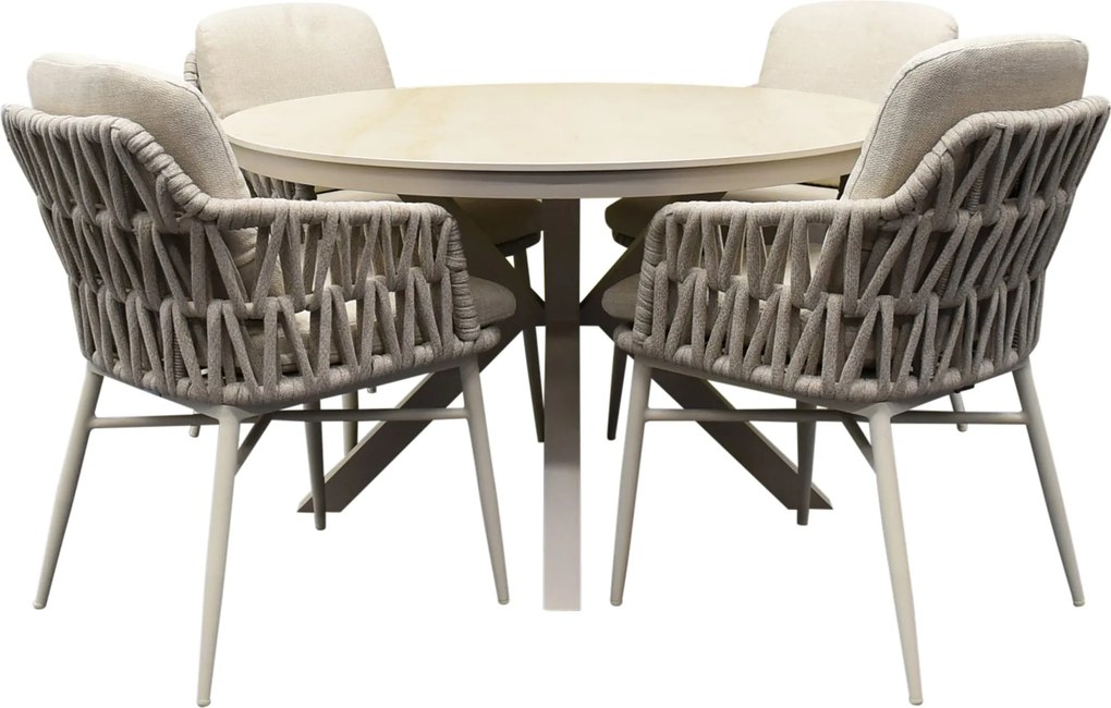 Samantha Luxor dining tuinset 120xH75 cm 5 delig latte keramiek