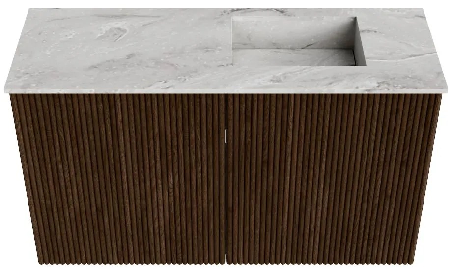 Mondiaz Joya DLux 70cm toiletmeubel walnut met wastafel faye rechts 1 kraangat glace