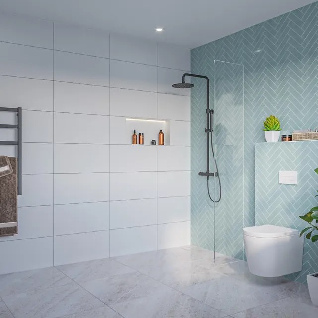 Fortifura Galeria Inloopdouche - helder glas - 30x200cm - 8mm - nano - blind inbouw profiel SW797909 SW1102415
