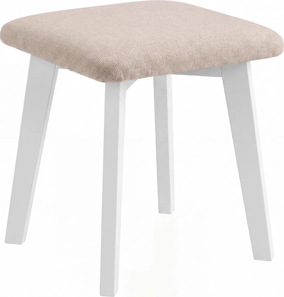 Mazzoni MILO Beige (stof Storm 06)/wit beuken onderstel - VIERKANTE GESTOFFEERDE KRUK VOOR KEUKEN/WOONKAMER