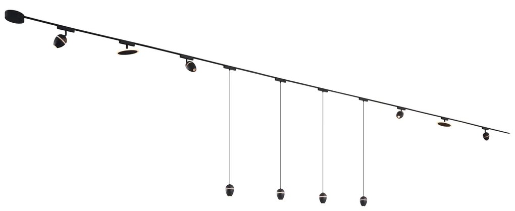 LED Railsysteem met 10 lampen zwart 1-fase - Magnetic Eggy Puk Modern Binnenverlichting Lamp