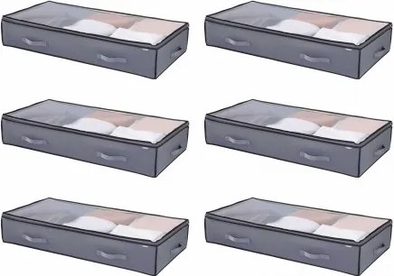 VEVOR Onderbed Opbergtas 6-pack (996 x 500 x 180 mm) Onderbedcontainer met transparante deksels (90 L), Opbergdoos Organizer voor Kleding Schoenen Slaapkamer