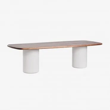 Rectangulaire Eettafel 270x110 Cm Van Acaciahout Bogota Donker Acaciabruin & Wit - Sklum