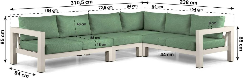 Hoek loungeset 6 personen Aluminium Taupe  Lifestyle Garden Furniture Luca