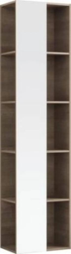 Citterio hoge open kast 40x25x160 cm. met spiegel Eiken Grijsbruin