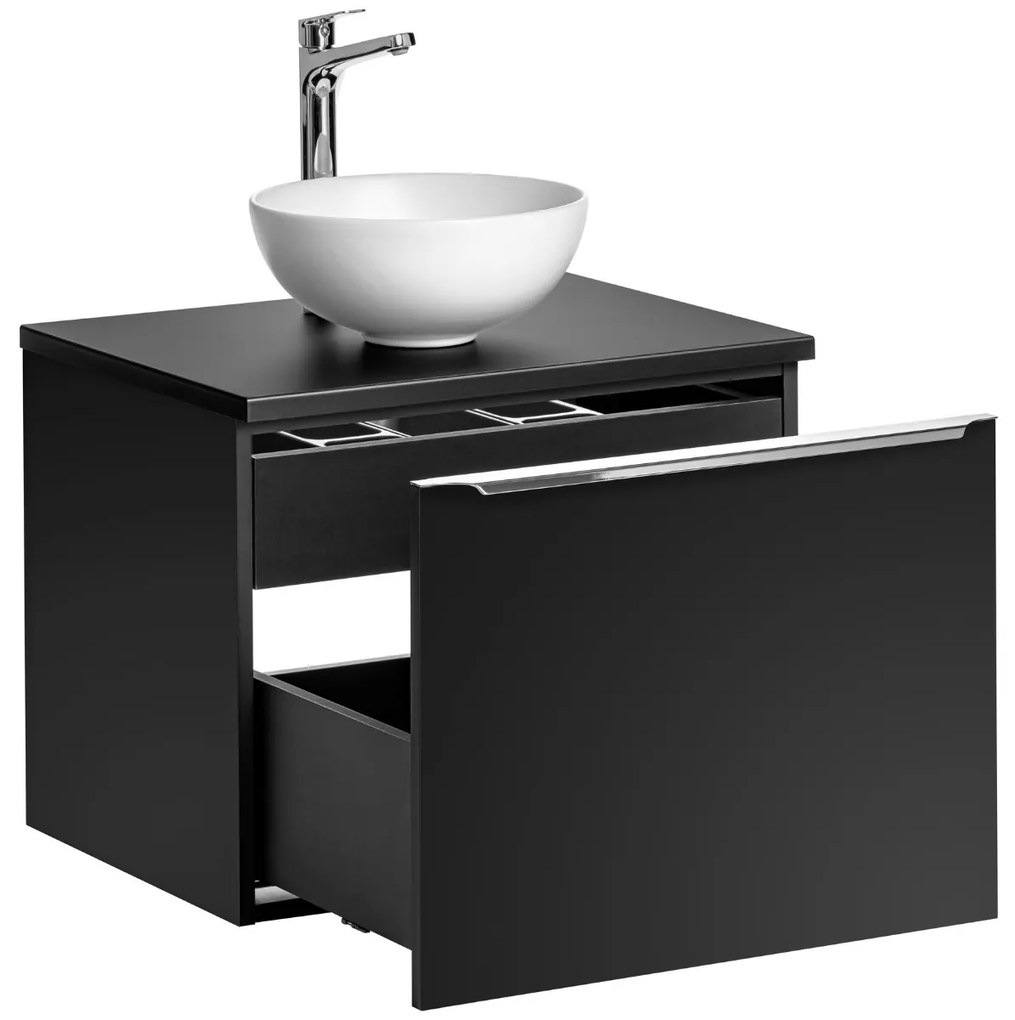 Comad Santa Fe Black badkamermeubel 60cm zwart mat met mat witte waskom