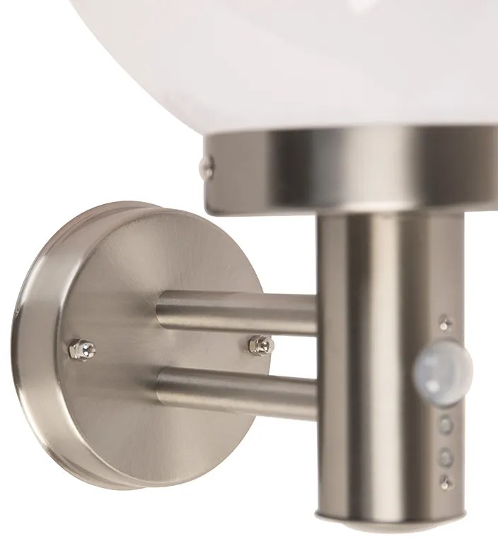 Buitenwandlamp staal RVS IP44 met bewegingsmelder - Sfera