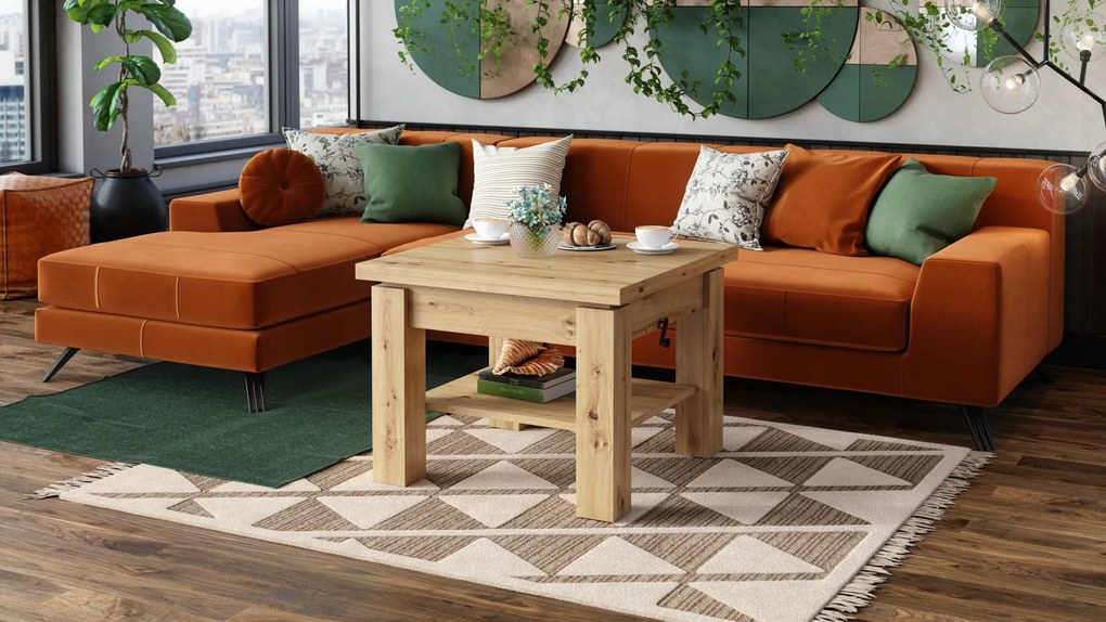 CLEO ARTISAN EIK, UITSCHUIFBARE SALONTAFEL