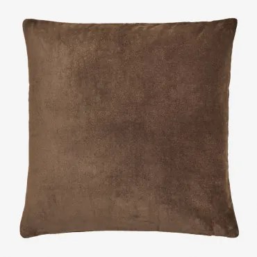 Enid Vierkant Kussen Van Katoenfluweel, 40x40 Cm Bruin – Koffie - Sklum