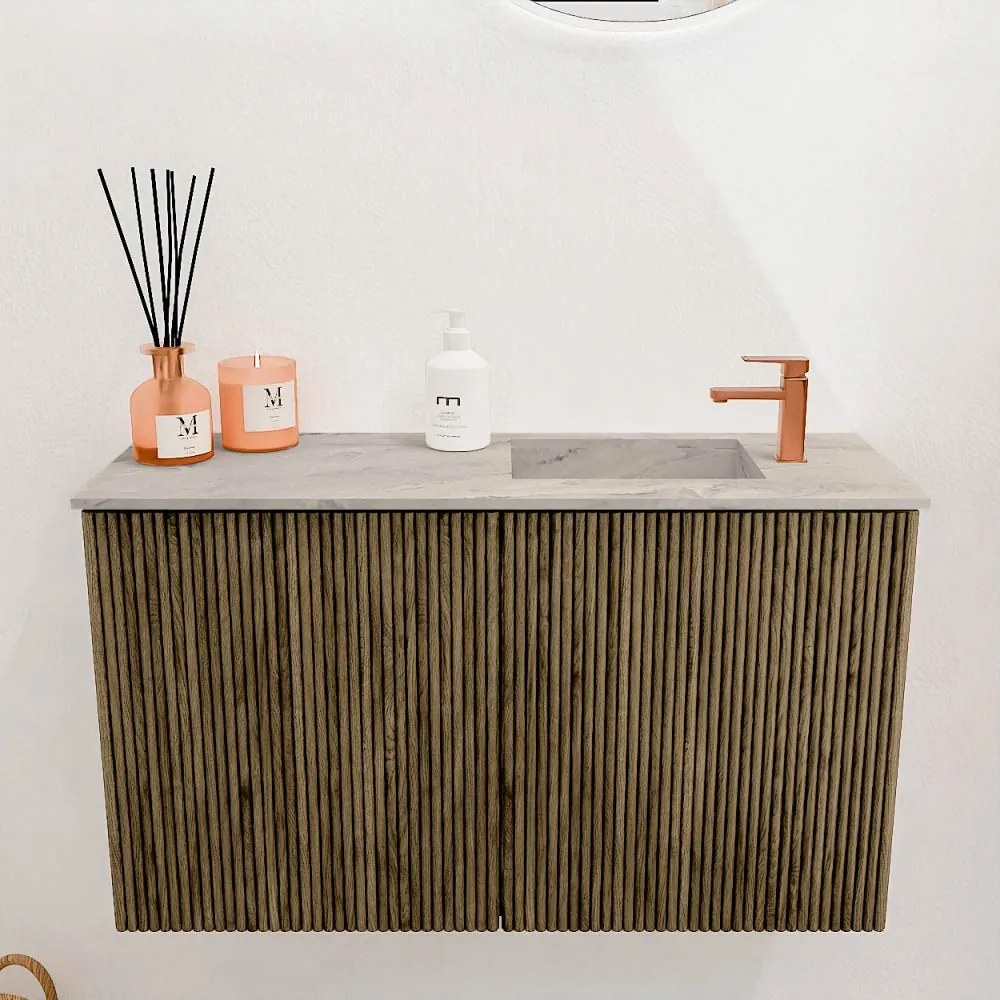 Mondiaz Joya DLux 70cm toiletmeubel dusk met wastafel faye rechts 1 kraangat glace