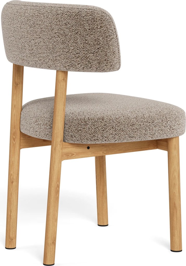 Mazzoni TORAY Latte Beige (stof Monza 60)/eiken naturel onderstel - GESTOFFEERDE EETKAMERSTOEL VOOR KEUKEN/EETKAMER
