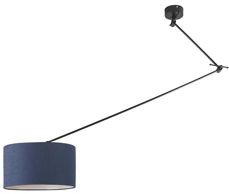 Eettafel / Eetkamer Hanglamp zwart met kap 35 cm blauw verstelbaar - Blitz Modern E27 rond Binnenverlichting Lamp