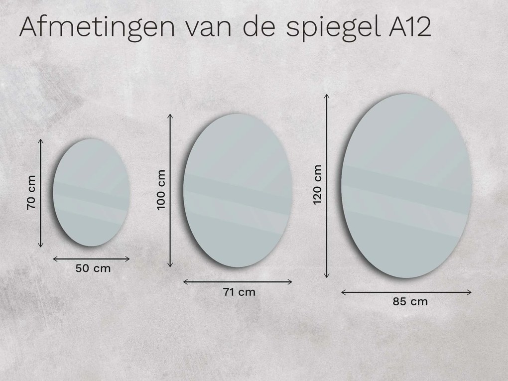 Ovale badkamerspiegel met LED verlichting A12