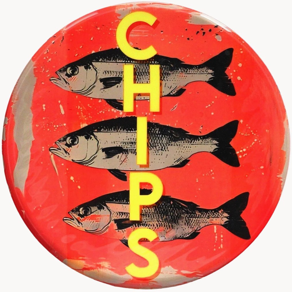 Decoratief dienblad Fish & Chips van metaal