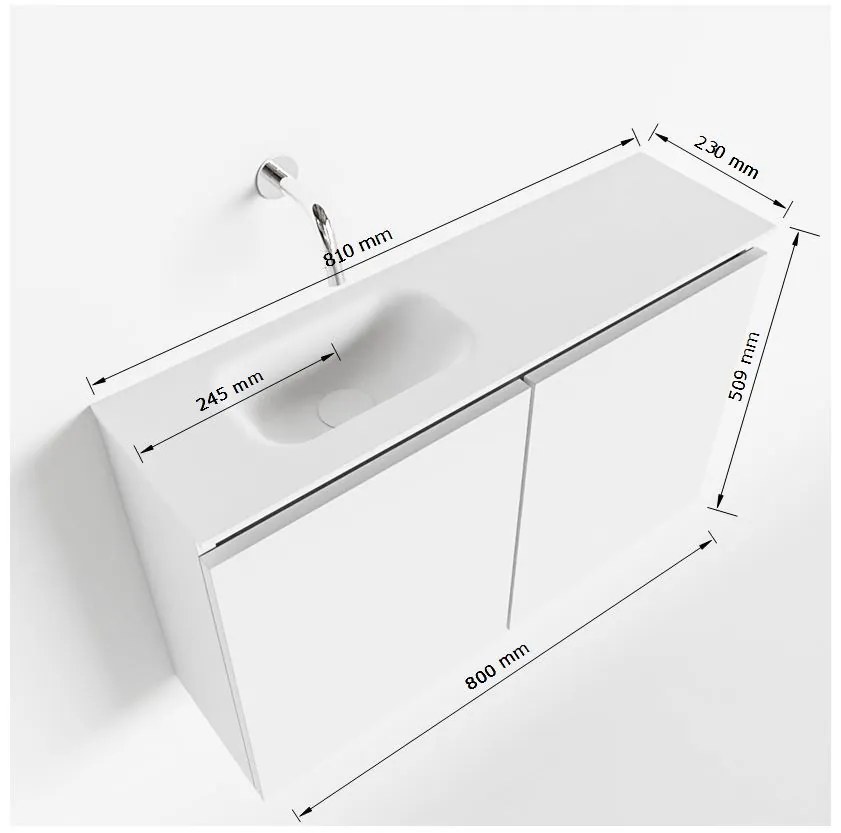 Mondiaz Ture 80cm toiletmeubel linen met wastafel talc links geen kraangat