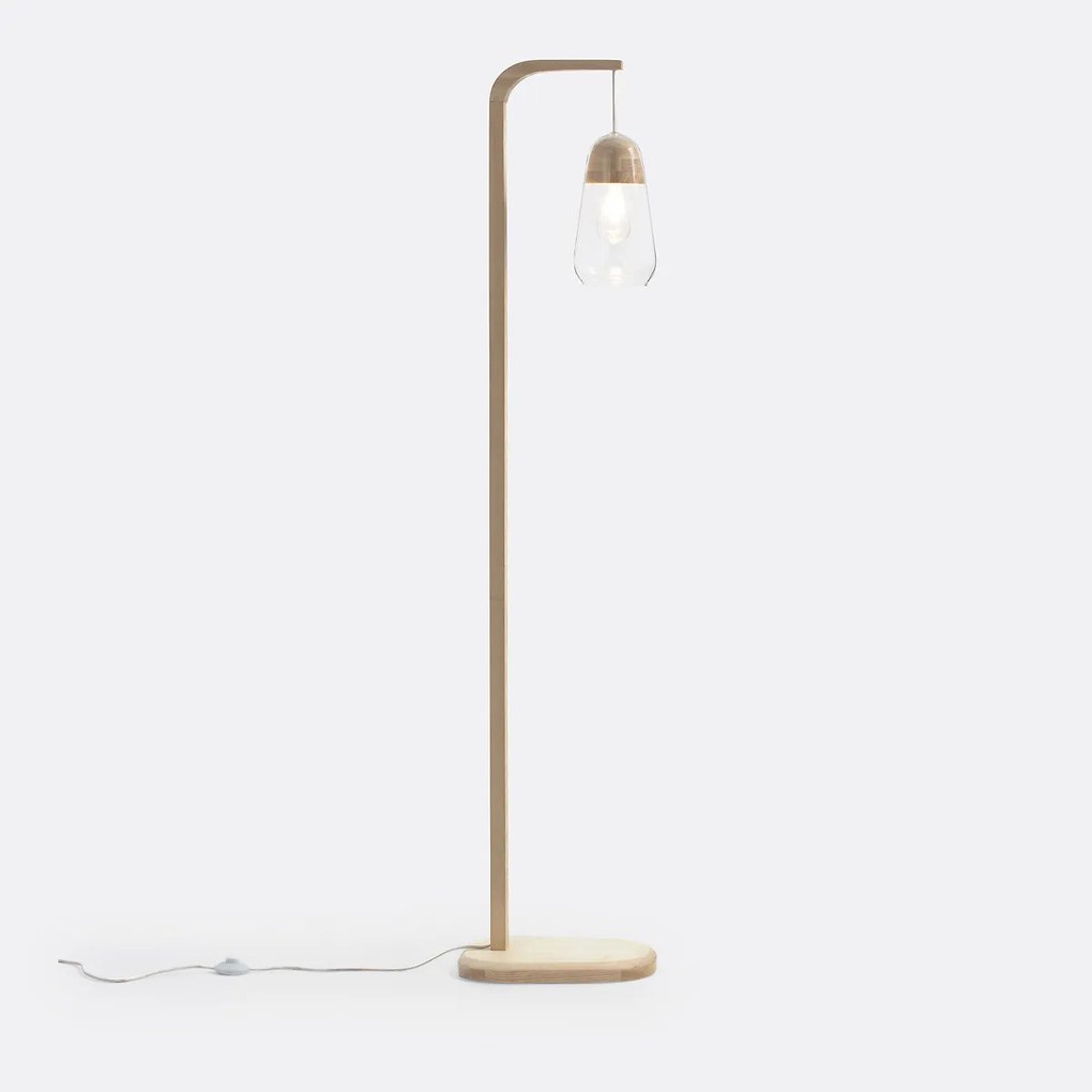 Staande lamp in glas en hout Nasoa
