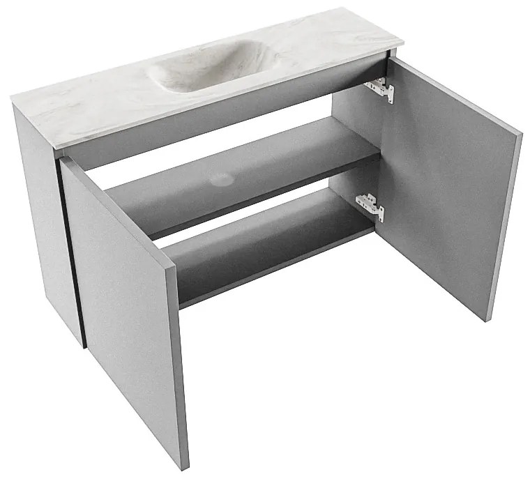 Mondiaz Ture DLux toiletmeubel 80cm plata met wastafel ostra midden met kraangat