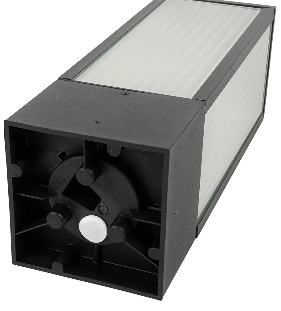 Staande buitenlamp zwart met ribbel glas 40 cm IP44 - Charlois