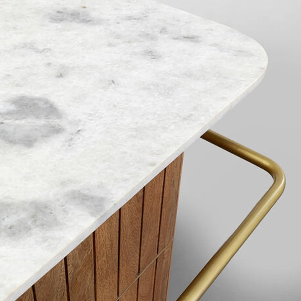 Kare Design Grace Barmeubel Mangohout Met Marmer - 120 X 48cm.