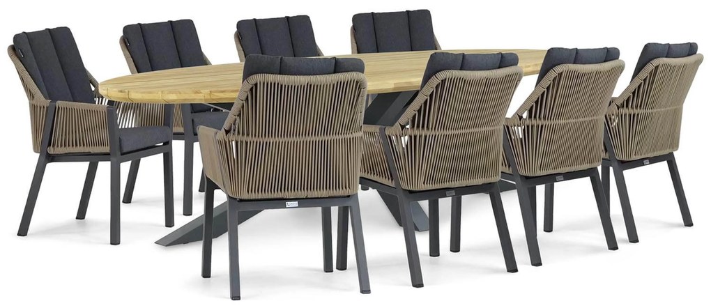 Tuinset 8 personen 280 cm Aluminium/rope Taupe Lifestyle Garden Furniture Verona/Diogo