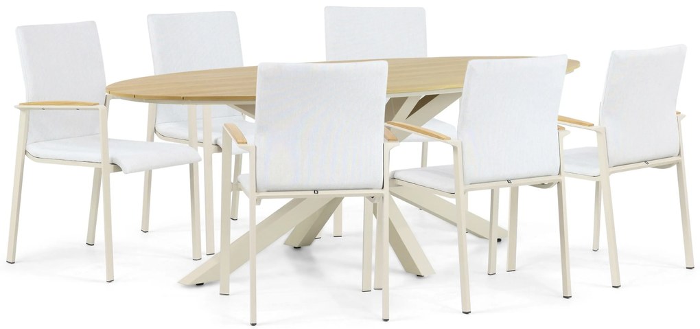 Tuinset 6 personen 220 cm Aluminium/textileen Taupe Lifestyle Garden Furniture Brandon/Matara