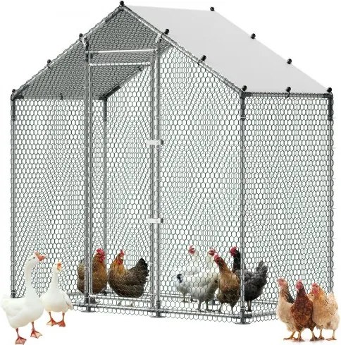 VEVOR Kippenhok, 2 x 1 x 2 m, inloopren voor kippen met waterdichte afdekking en stevig frame, pluimveekooi met schuin dak, pluimveehok voor konijnen, kippen en ganzen