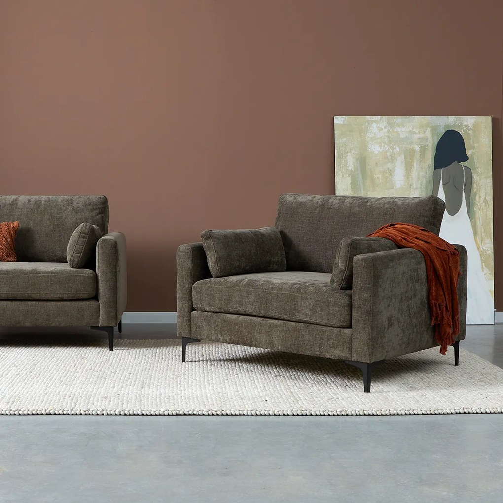 Fauteuil Grijsbruine Stof